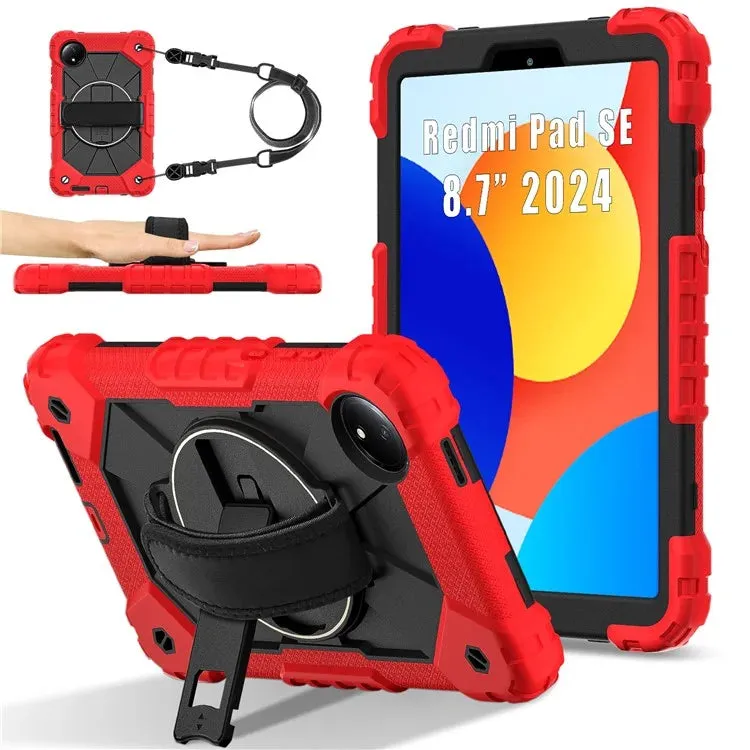 For Xiaomi Redmi Pad SE 4G 8.7 inch Case Silicone PC Kickstand Tablet Cover with Handy Strap
