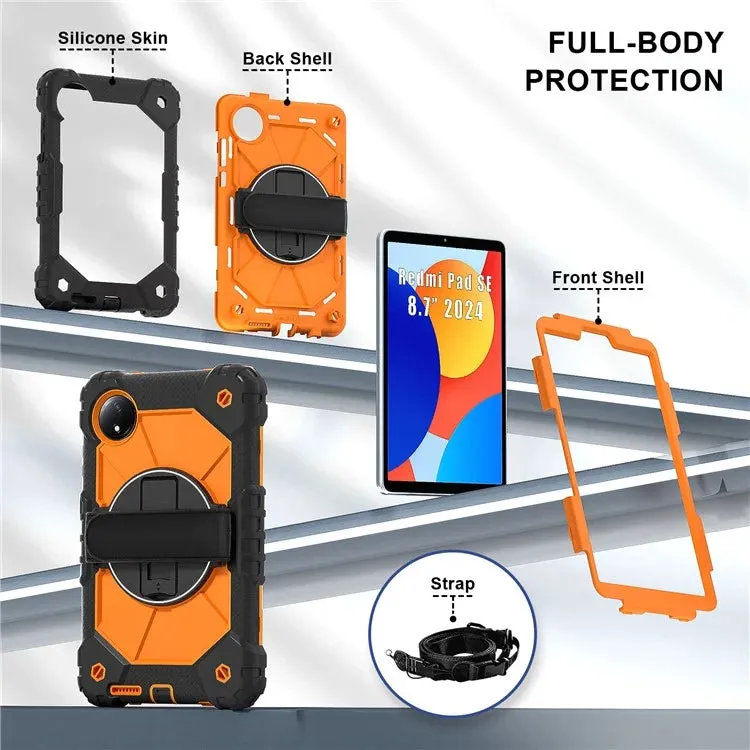 For Xiaomi Redmi Pad SE 4G 8.7 inch Case Silicone PC Kickstand Tablet Cover with Handy Strap