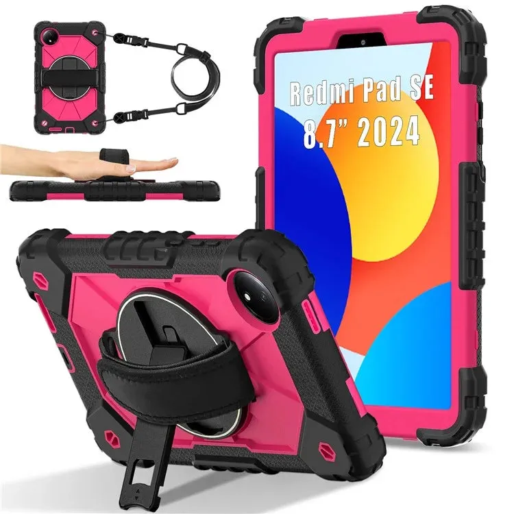 For Xiaomi Redmi Pad SE 4G 8.7 inch Case Silicone PC Kickstand Tablet Cover with Handy Strap