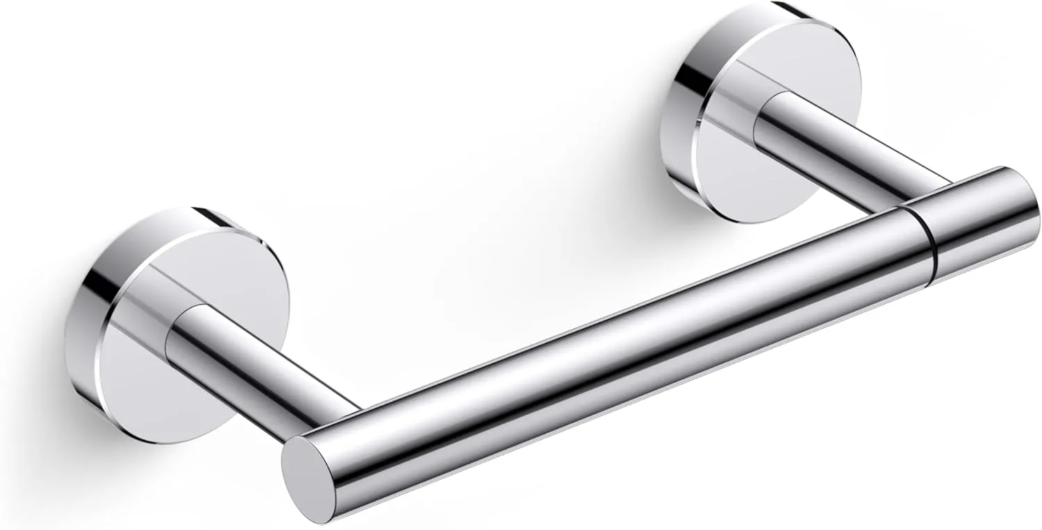 FORIOUS Chrome Toilet Paper Holder Wall Mount, Stainless Steel Rustproof Double Post Pivoting Tissue Roll Holder for Bathroom, Commercial Toilet Paper Dispenser (1, Chrome)