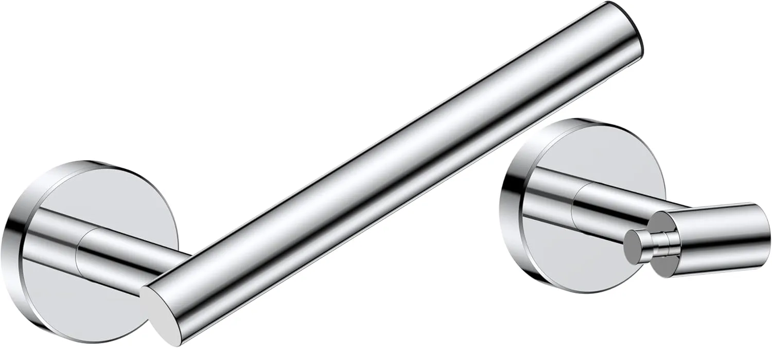 FORIOUS Chrome Toilet Paper Holder Wall Mount, Stainless Steel Rustproof Double Post Pivoting Tissue Roll Holder for Bathroom, Commercial Toilet Paper Dispenser (1, Chrome)