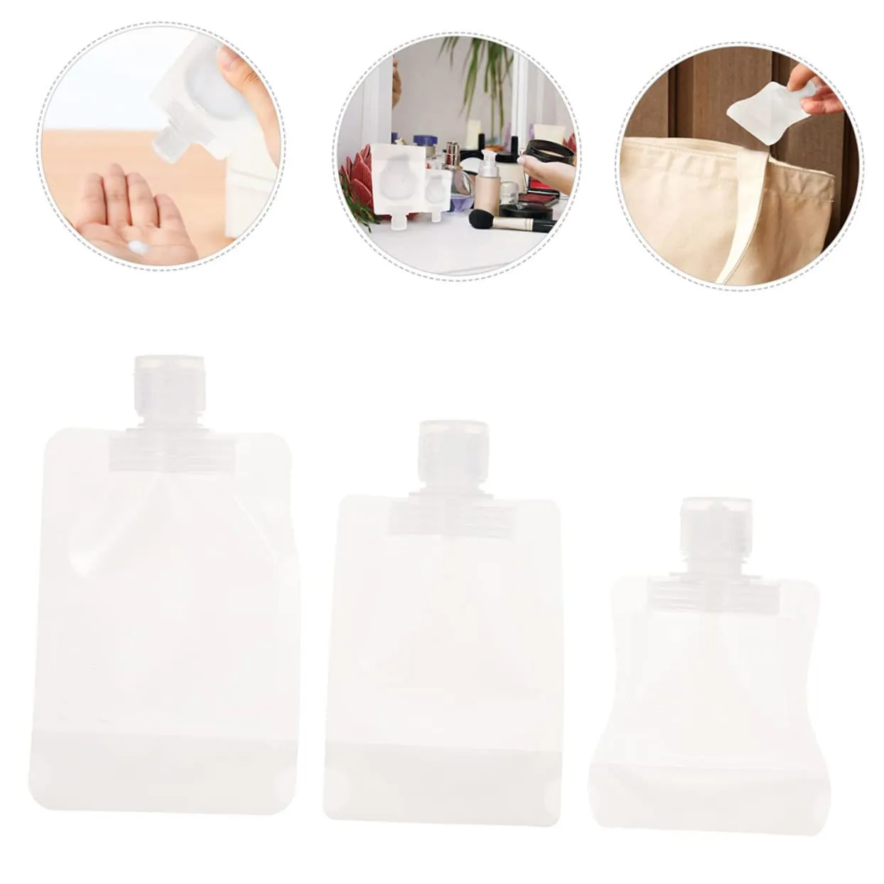 FRCOLOR 2sets Travel Essence Bag Suction Mouth Lotion Dispenser Large Quantity Pe Pet Material Leakproof 12pcs*2