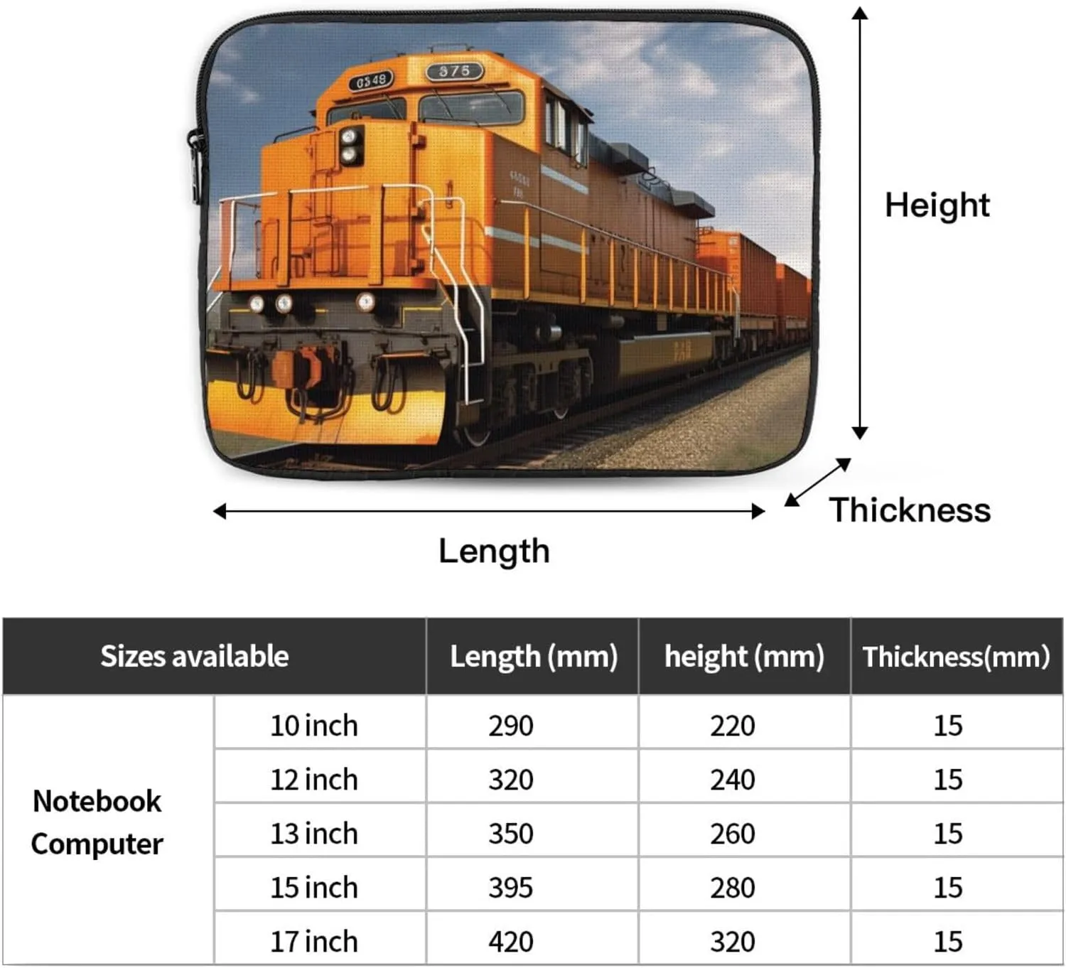 Freight Train Laptop Sleeve 10 inch Shockproof Protective Computer Carrying Cover Water Resistant Computer Bag Laptop Case Briefcase Handbags Portable Laptop Bag Gifts for Men Women