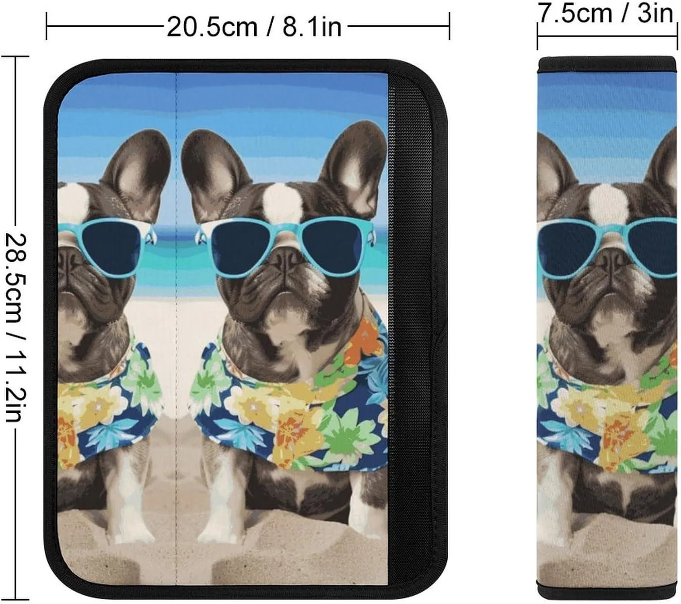 French Bulldog Summer Auto Seat Belt Cover 1PCS Universal Car Seat Belt Shoulder Protector Pad, Protect Your Shoulders and Neck for Car Seat Belt, Shoulder Bag, Backpack