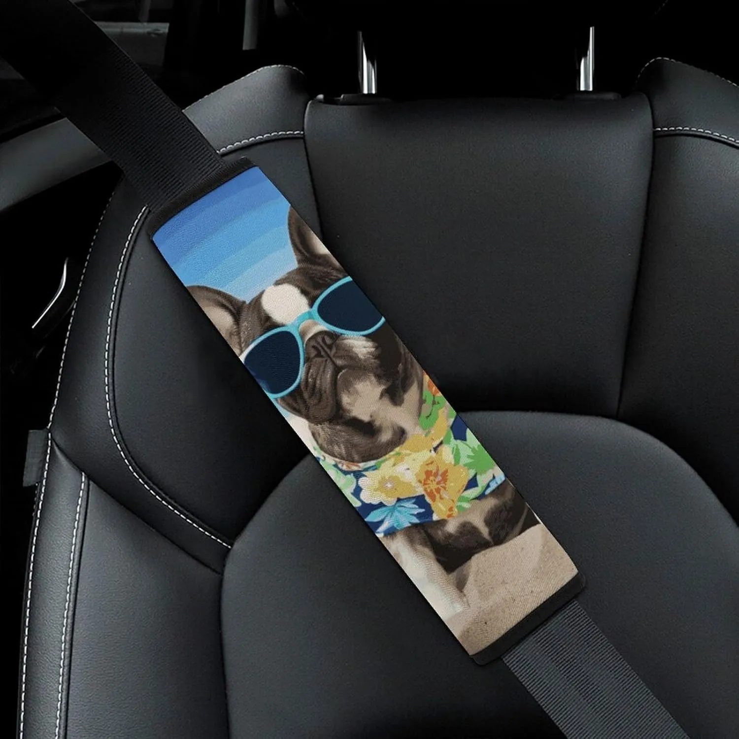 French Bulldog Summer Auto Seat Belt Cover 1PCS Universal Car Seat Belt Shoulder Protector Pad, Protect Your Shoulders and Neck for Car Seat Belt, Shoulder Bag, Backpack