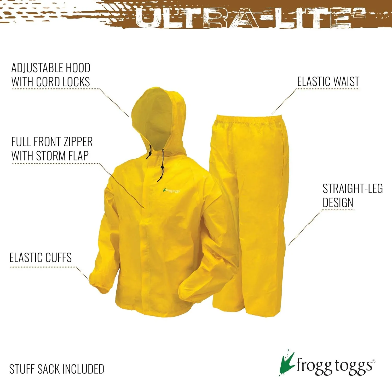 FROGG TOGGS mens Ultra-lite2 Waterproof Breathable Rain Suit in Short Or Long