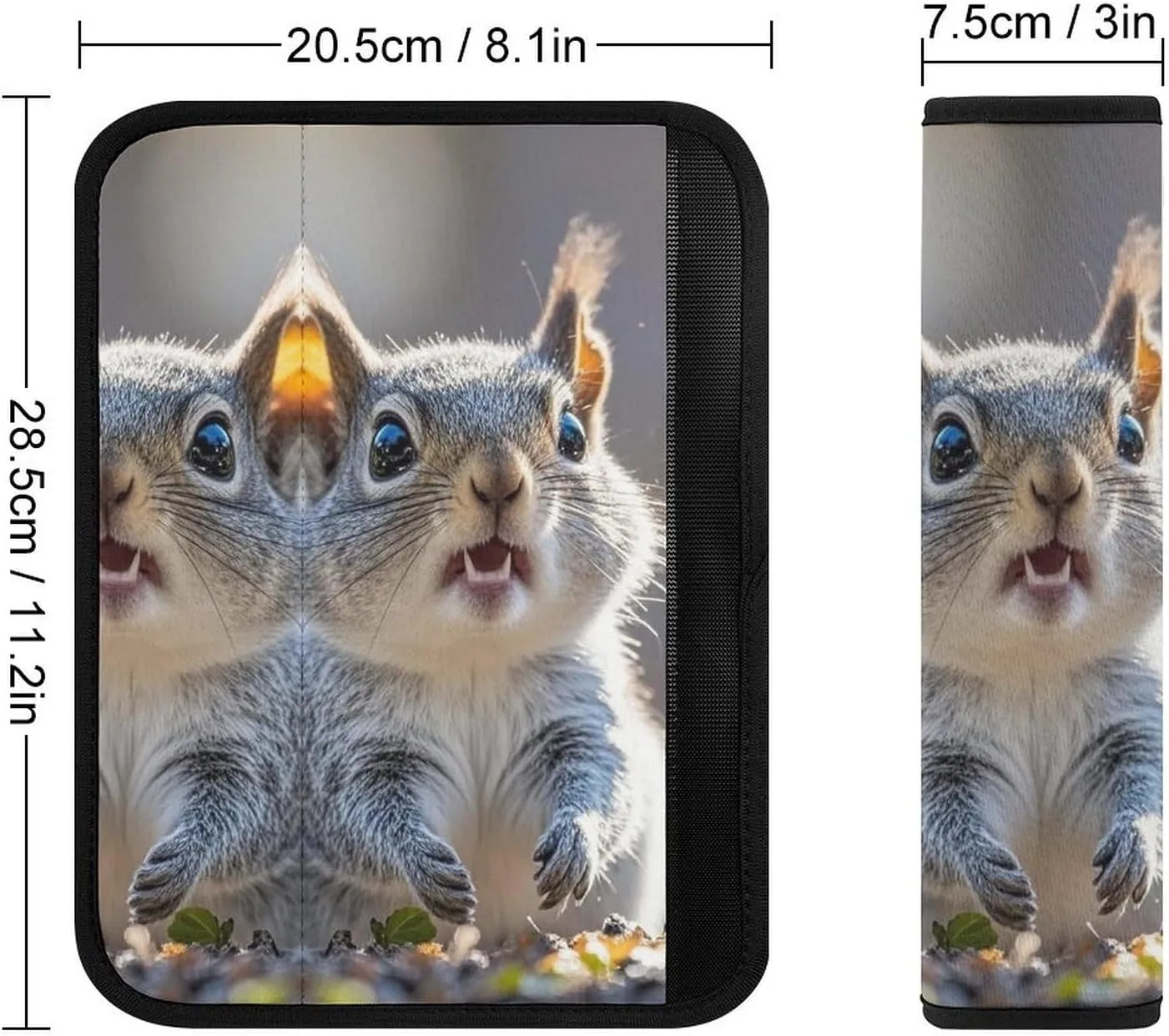 Funny Cute Squirrel Auto Seat Belt Cover 2PCS Universal Car Seat Belt Shoulder Protector Pad, Protect Your Shoulders and Neck for Car Seat Belt, Shoulder Bag, Backpack