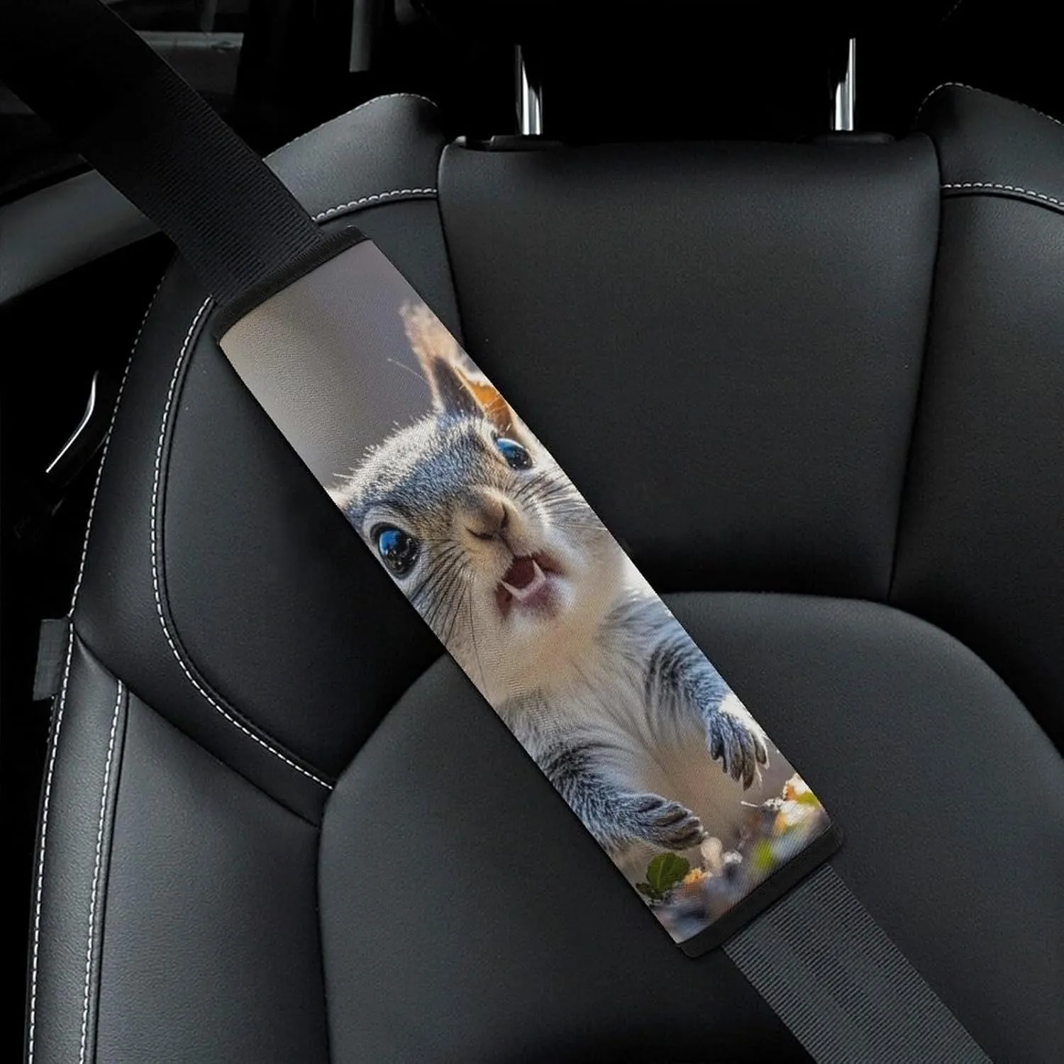 Funny Cute Squirrel Auto Seat Belt Cover 2PCS Universal Car Seat Belt Shoulder Protector Pad, Protect Your Shoulders and Neck for Car Seat Belt, Shoulder Bag, Backpack