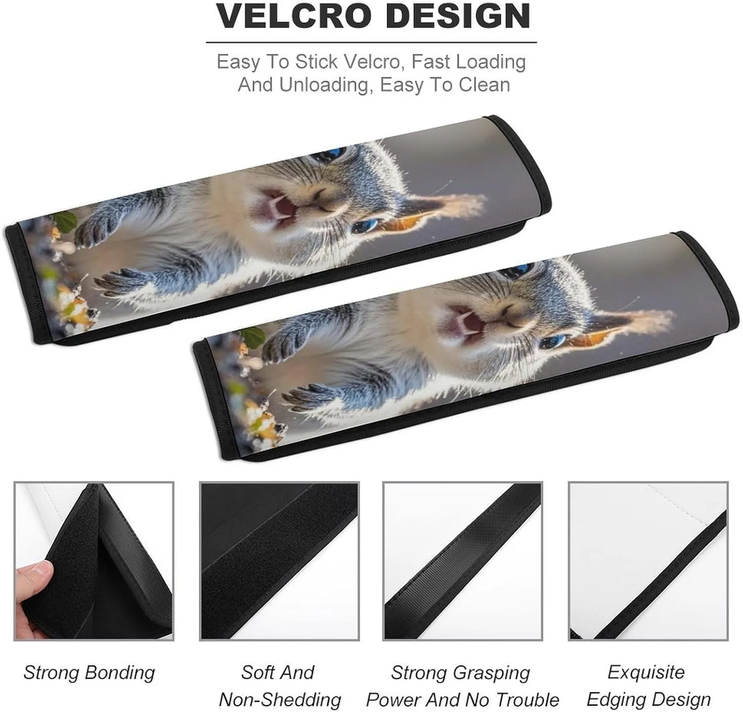Funny Cute Squirrel Auto Seat Belt Cover 2PCS Universal Car Seat Belt Shoulder Protector Pad, Protect Your Shoulders and Neck for Car Seat Belt, Shoulder Bag, Backpack