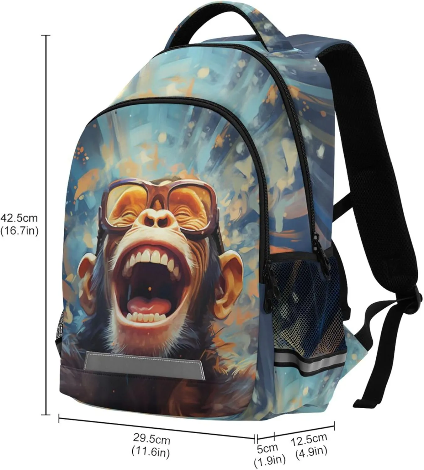 Funny Monkey Printing Backpack for Student Kids Rucksack Boys Girls School Bag Travel Daypack