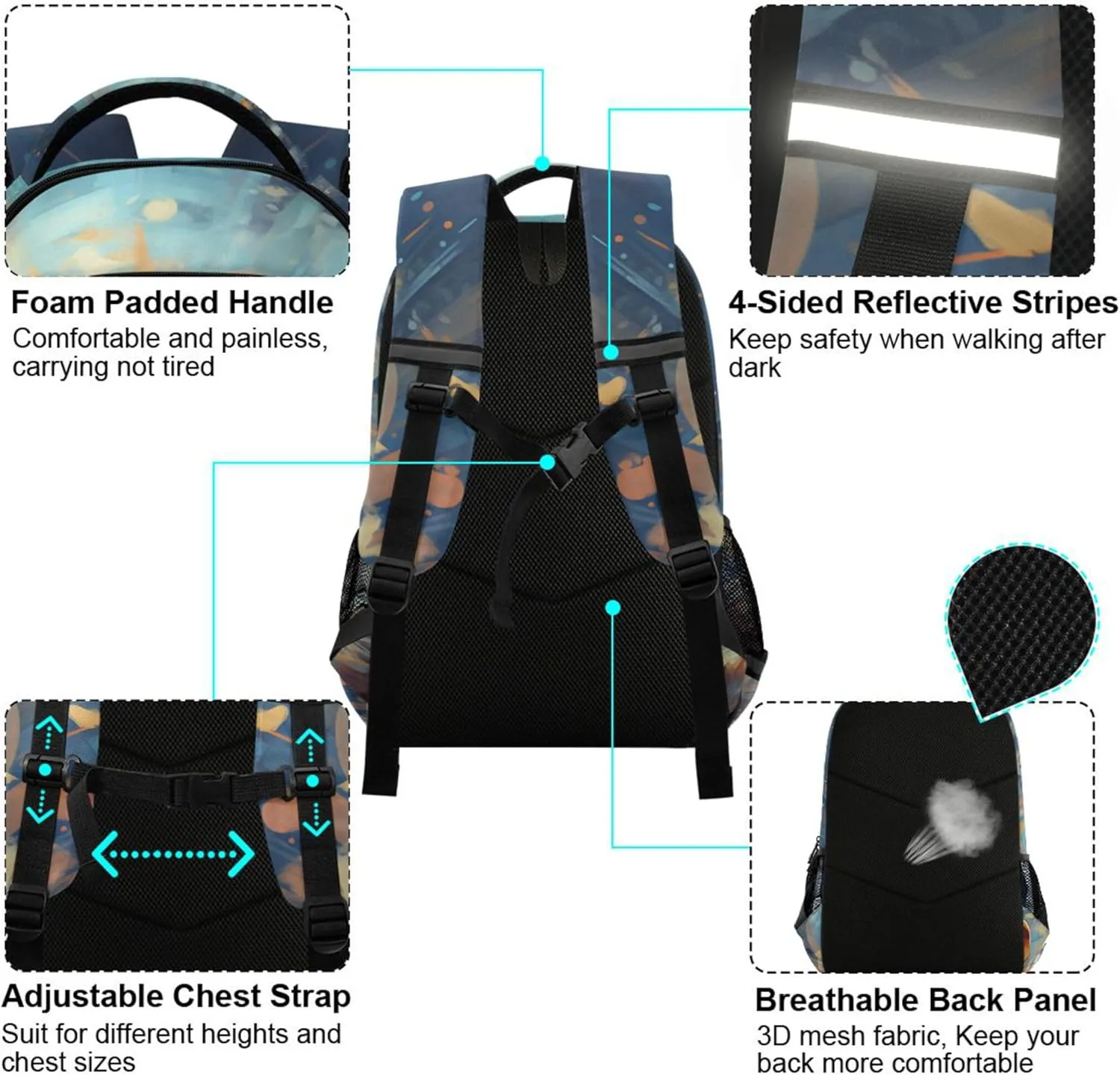 Funny Monkey Printing Backpack for Student Kids Rucksack Boys Girls School Bag Travel Daypack