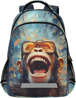 Funny Monkey Printing Backpack for Student Kids Rucksack Boys Girls School Bag Travel Daypack