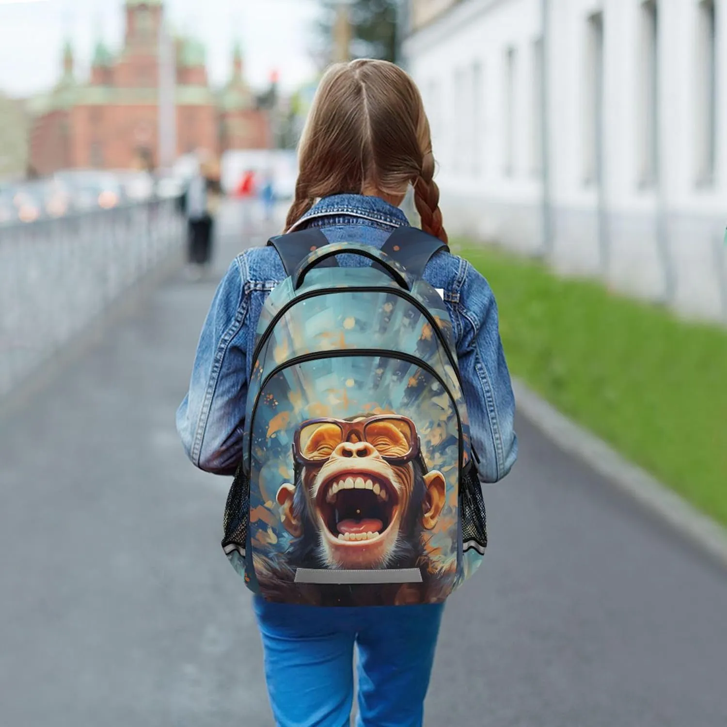 Funny Monkey Printing Backpack for Student Kids Rucksack Boys Girls School Bag Travel Daypack
