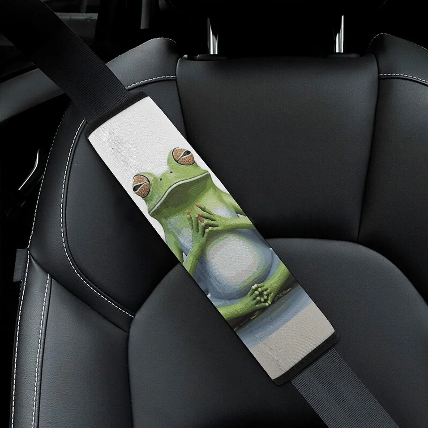 Funny Yoga Frog Auto Seat Belt Cover 2PCS Universal Car Seat Belt Shoulder Protector Pad, Protect Your Shoulders and Neck for Car Seat Belt, Shoulder Bag, Backpack
