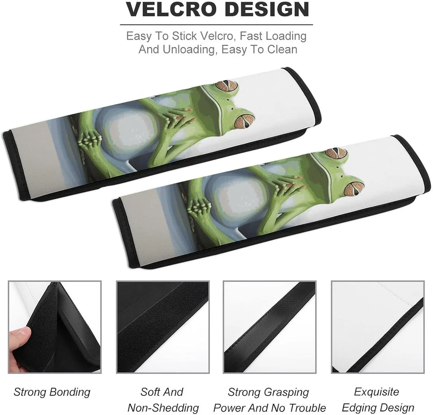 Funny Yoga Frog Auto Seat Belt Cover 2PCS Universal Car Seat Belt Shoulder Protector Pad, Protect Your Shoulders and Neck for Car Seat Belt, Shoulder Bag, Backpack