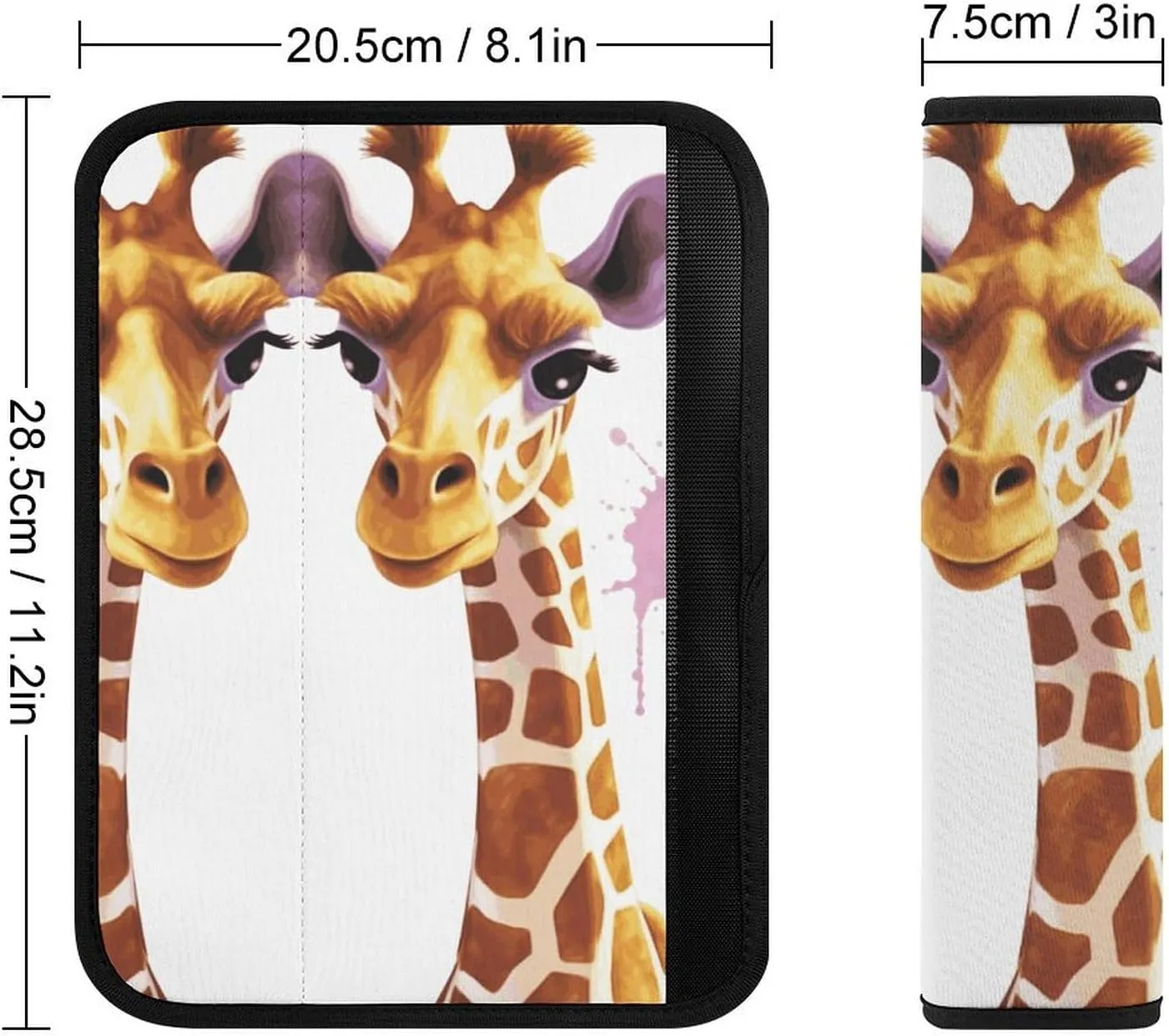 Giraffe Auto Seat Belt Cover 2PCS Universal Car Seat Belt Shoulder Protector Pad, Protect Your Shoulders and Neck for Car Seat Belt, Shoulder Bag, Backpack
