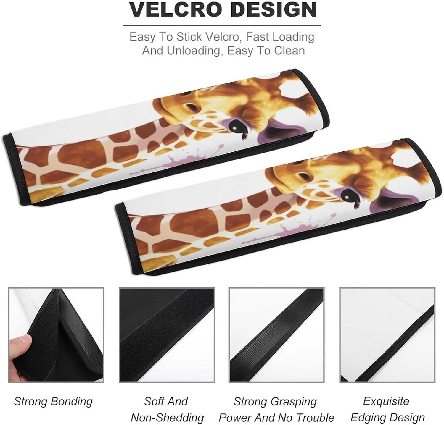 Giraffe Auto Seat Belt Cover 2PCS Universal Car Seat Belt Shoulder Protector Pad, Protect Your Shoulders and Neck for Car Seat Belt, Shoulder Bag, Backpack