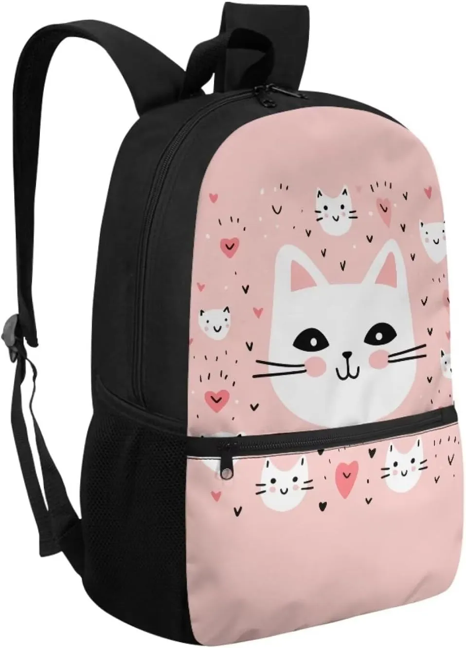 Girls School Backpack Cute Cat Bookbag for 5-19 Years Kids School Bags for Preschool Child Book Bags for 4Th 5Th Boys Daypack for Back to School Gifts,Large