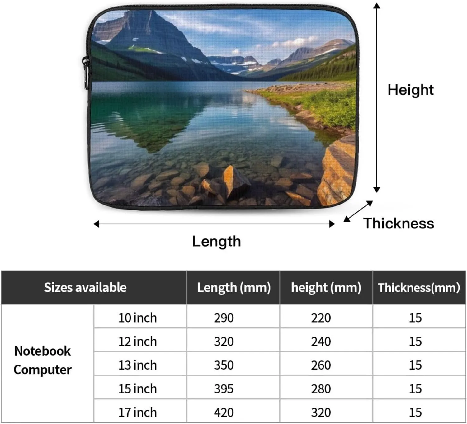 Glacier National Park Laptop Sleeve 12 inch Shockproof Protective Computer Carrying Cover Water Resistant Computer Bag Laptop Case Briefcase Handbags Portable Laptop Bag Gifts for Men Women