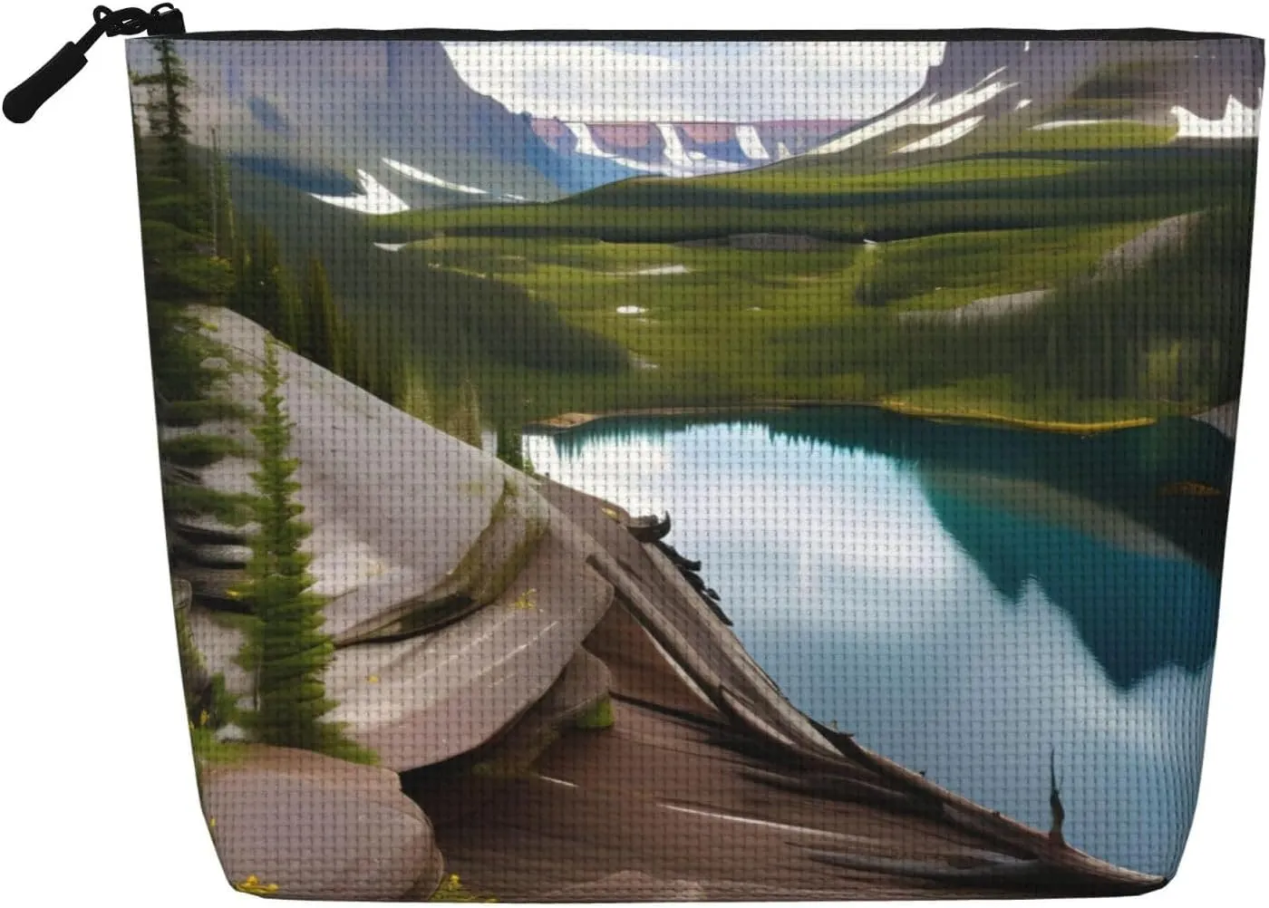 Glacier National Park Print Single layer Fake Hemp Makeup Bag Zipper Toiletry Bag Zipper Accessories for Women
