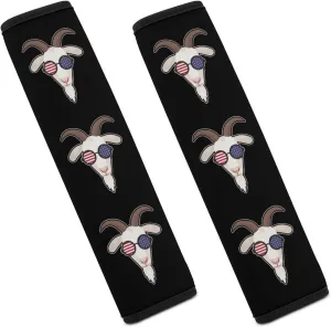 Goat U.S.A Flag Fashion Car Seat Belt Cover Pad for Shoulder Bag Camera Soft Comfort Accessories 2PCS