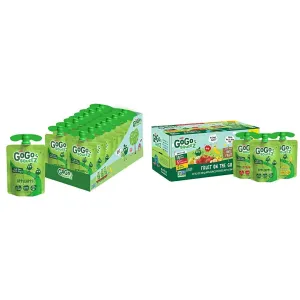 GoGo squeeZ Fruit on the Go, Apple Apple, Banana & Strawberry Variety Pack (3.2 oz, Pack of 20), Unsweetened Snacks for Kids