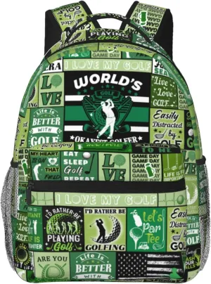 Golf Backpack School Backpacks Golf Theme Bookbag Casual Sport Daypack Travel Bag for Kids Girls Boys Men Gifts 16 Inch