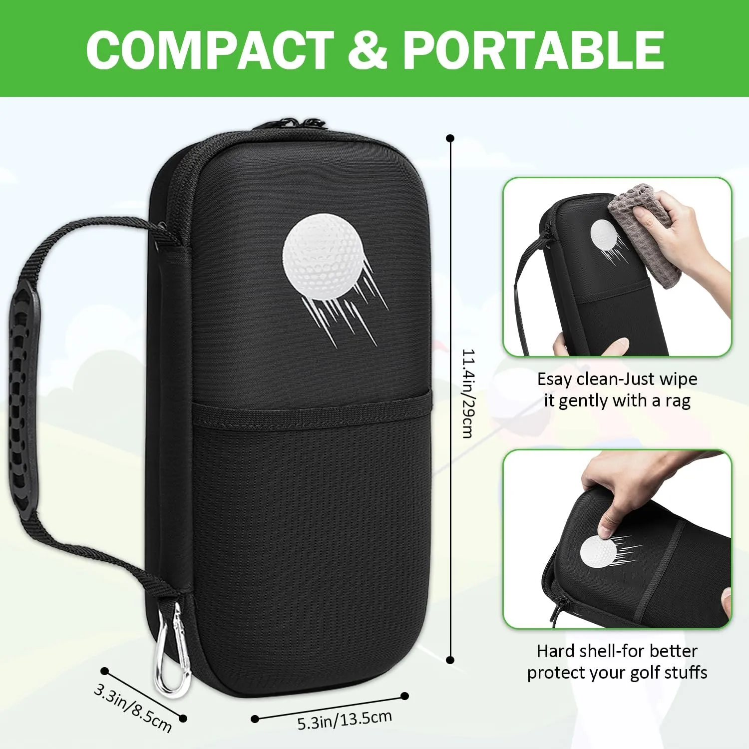 Golf Glove Holder with Removable Glove Shaper, Golf Accessories Hard Case Bag for Phone, Tees, Divot Tools & Ball Markers, Gifts for Men Women