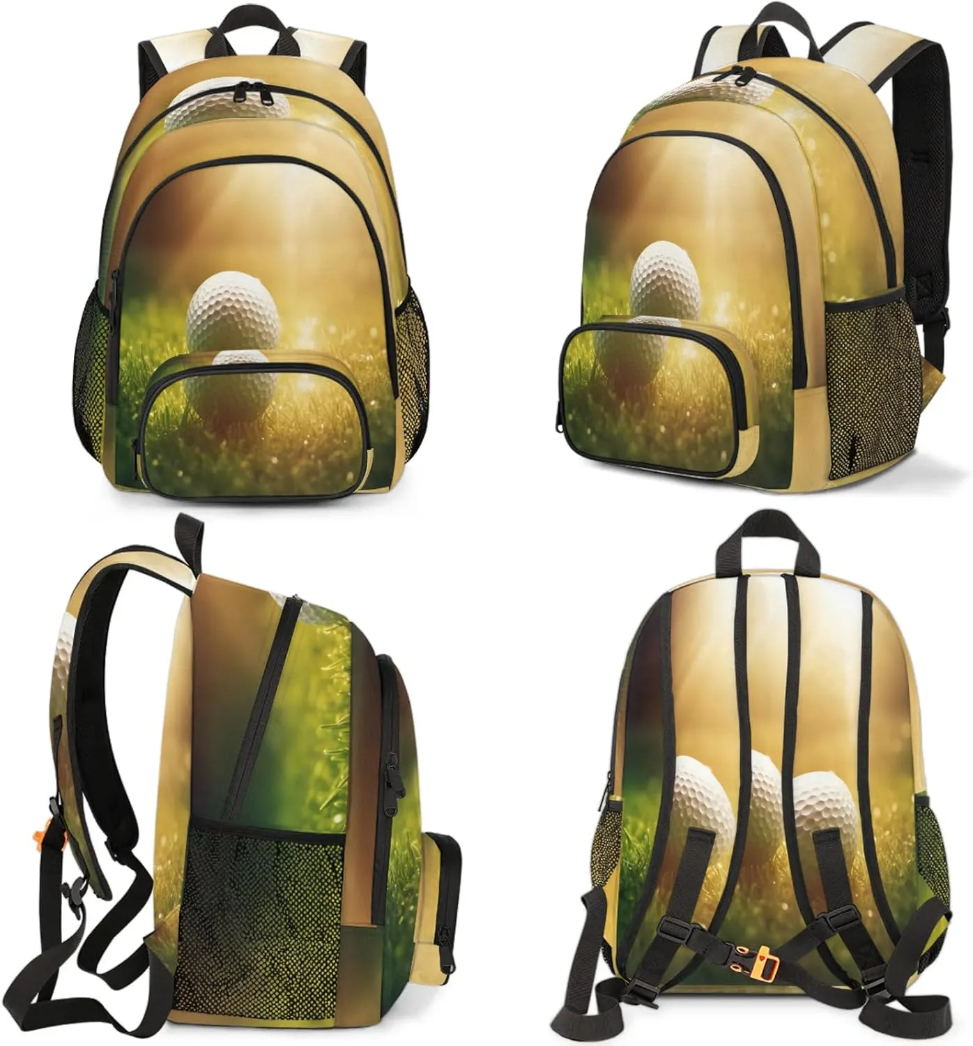 Golf Sport Print 16.7 Inch Backpack Waterproof Shoulder Bag with Adjustable Strap Casual Hiking Gym Travel Daypack