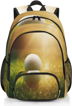 Golf Sport Print 16.7 Inch Backpack Waterproof Shoulder Bag with Adjustable Strap Casual Hiking Gym Travel Daypack