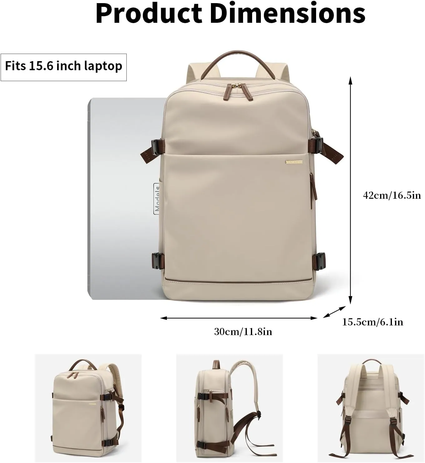 GOLF SUPAGS Laptop Backpack with Separate Laptop Compartment Fits 15.6 Inch Notebook Large Capacity Computer Bag for Women Work Travel College Backpacks (Apricot)