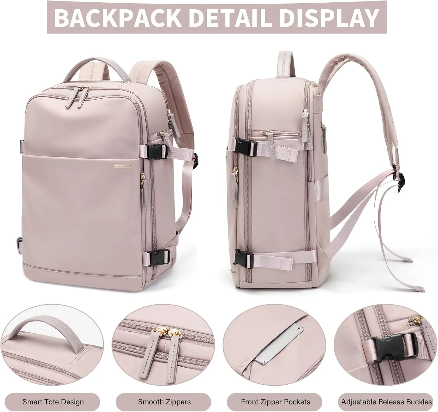 GOLF SUPAGS Laptop Backpack with Separate Laptop Compartment Fits 15.6 Inch Notebook Large Capacity Computer Bag for Women Work Travel College Backpacks (Pink)