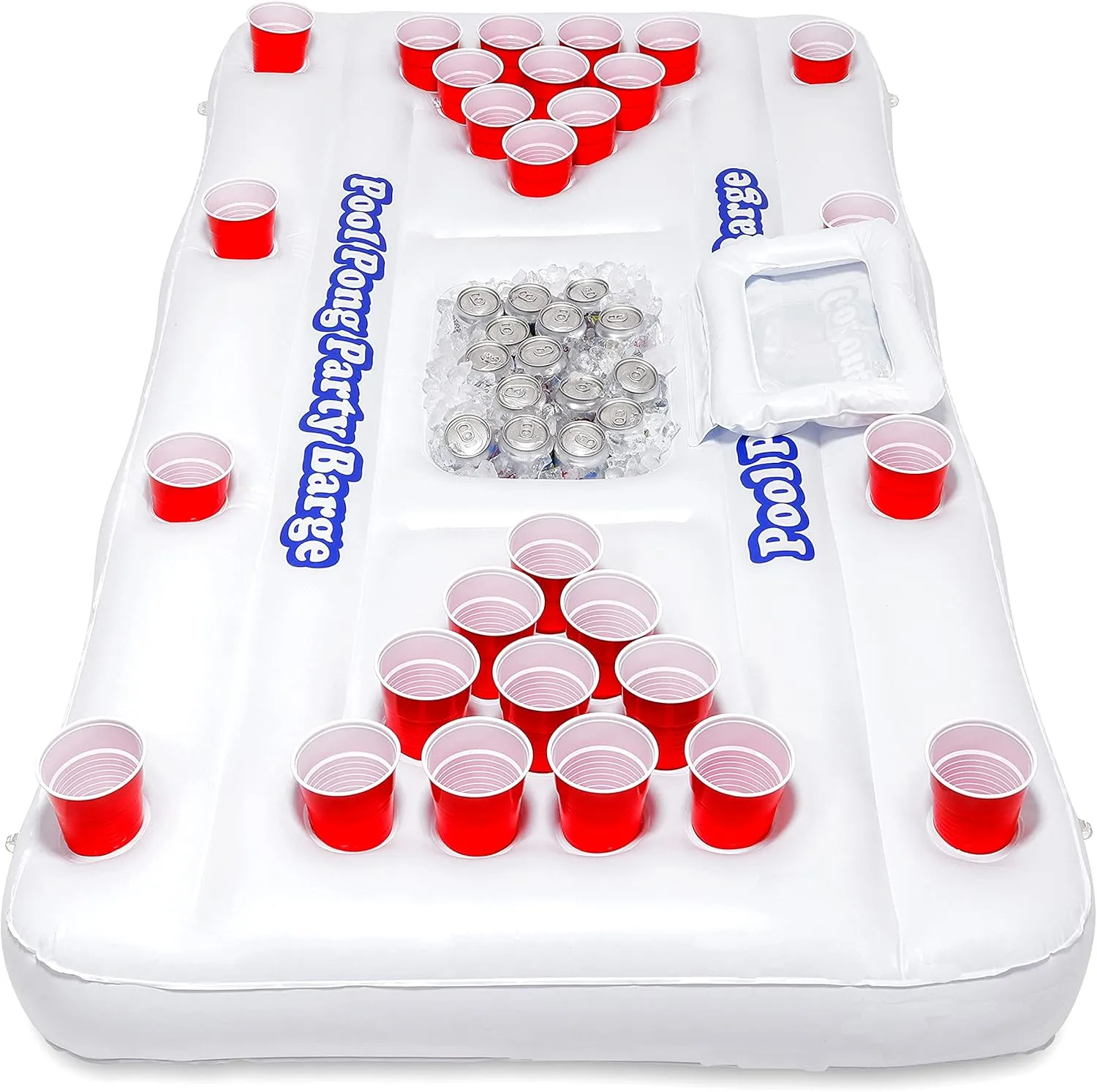 GoPong Original Pool Party Barge Floating Beer Pong Table with Cooler and Cup Holders