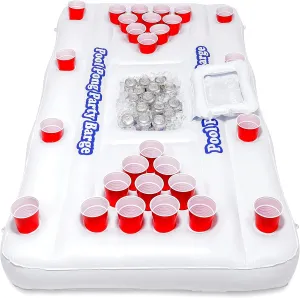 GoPong Original Pool Party Barge Floating Beer Pong Table with Cooler and Cup Holders