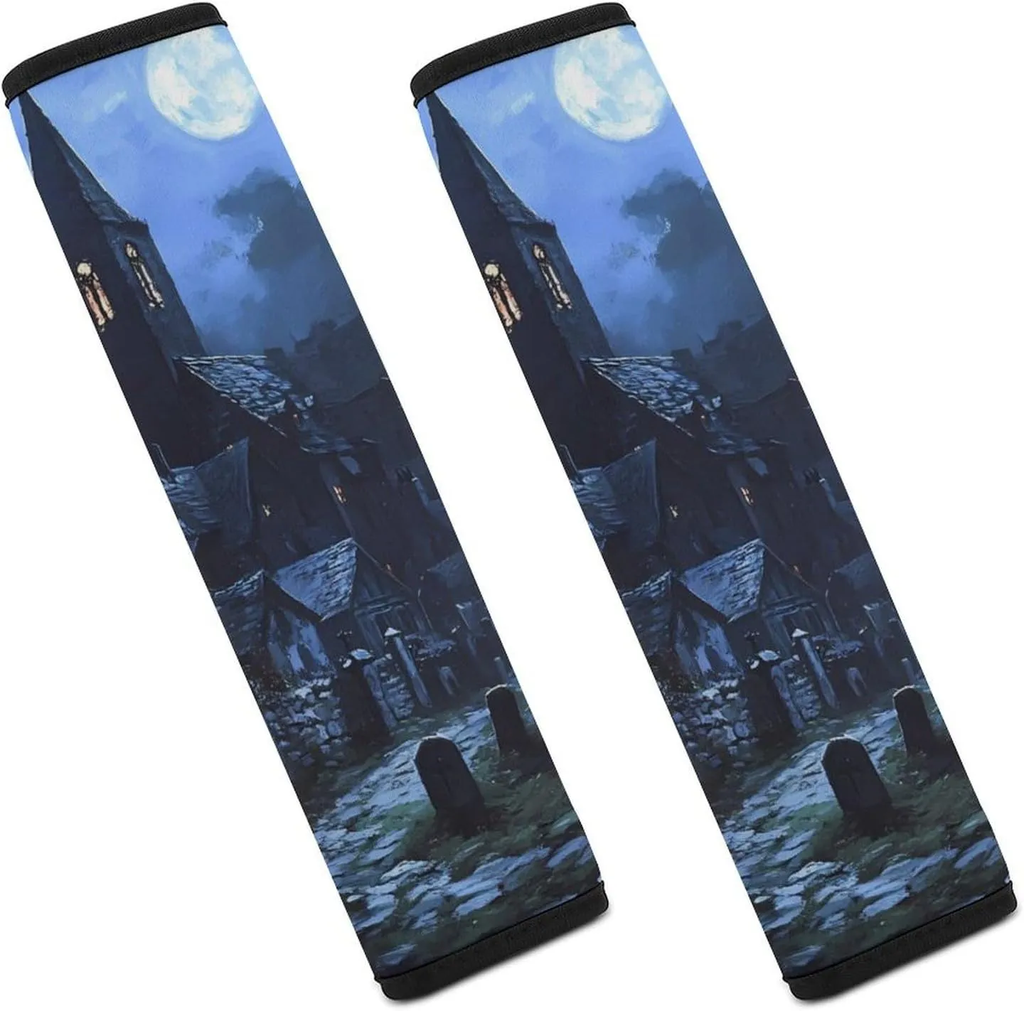 Gothic Architecture Church Cemetery Fashion Car Seat Belt Cover Pad for Shoulder Bag Camera Soft Comfort Accessories 2PCS