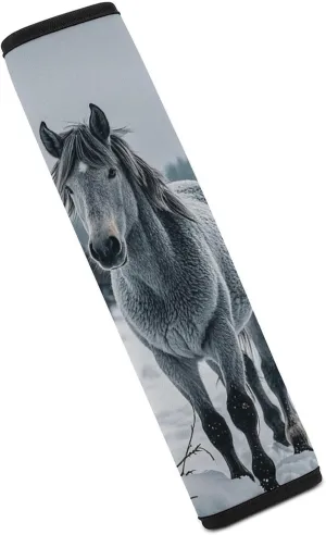 Gray Horse in Winter Landscape Snowy Wilderness Auto Seat Belt Cover 1PCS Universal Car Seat Belt Shoulder Protector Pad, Protect Your Shoulders And Neck for Car Seat Belt, Shoulder Bag, Backpack