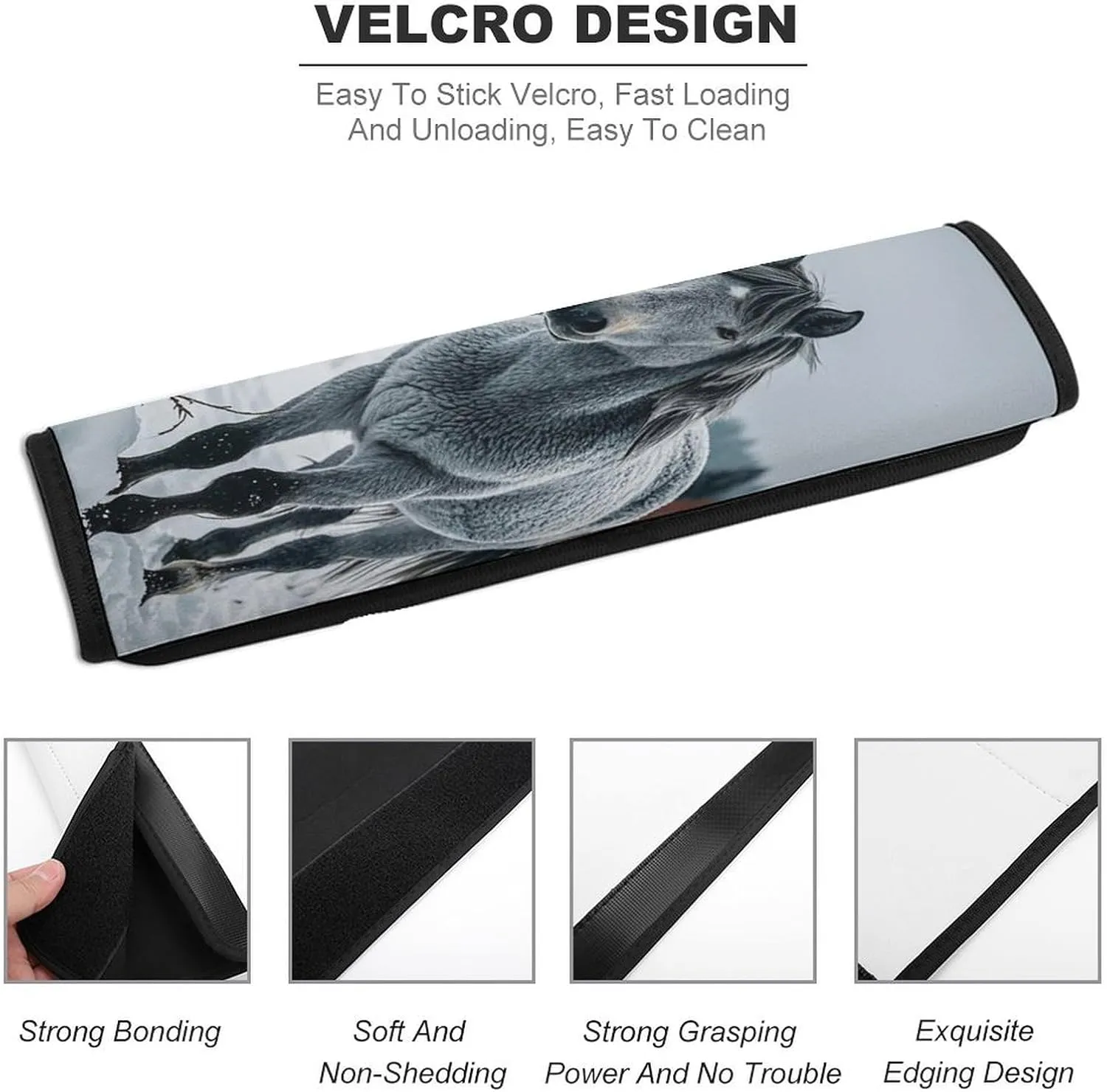 Gray Horse in Winter Landscape Snowy Wilderness Auto Seat Belt Cover 1PCS Universal Car Seat Belt Shoulder Protector Pad, Protect Your Shoulders And Neck for Car Seat Belt, Shoulder Bag, Backpack