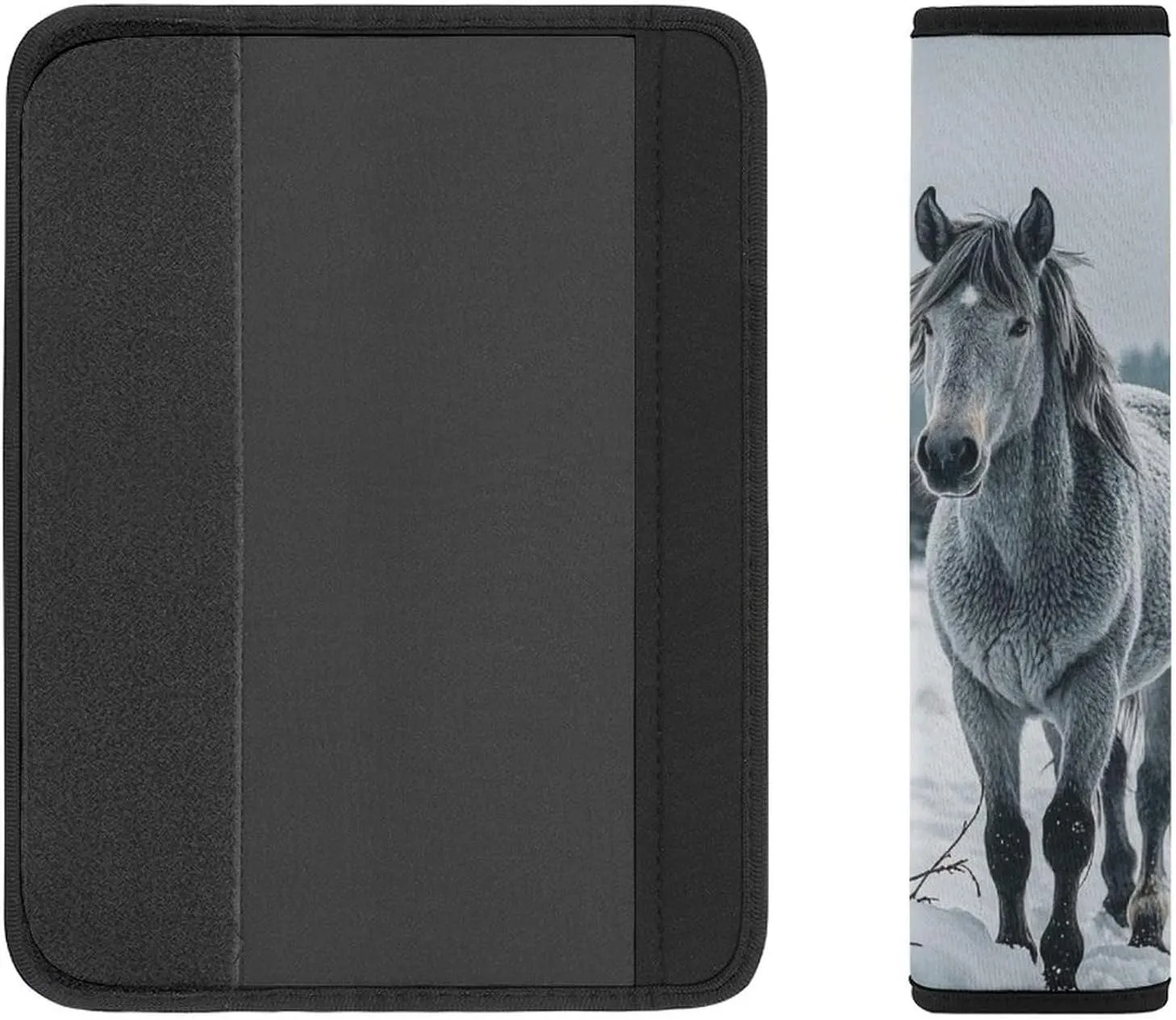 Gray Horse in Winter Landscape Snowy Wilderness Auto Seat Belt Cover 1PCS Universal Car Seat Belt Shoulder Protector Pad, Protect Your Shoulders And Neck for Car Seat Belt, Shoulder Bag, Backpack