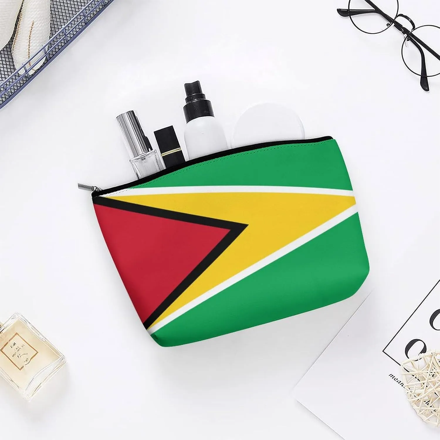 Guyana Flag Compact Makeup Bag Travel Cosmetic Pouch Organizer for Women Purse