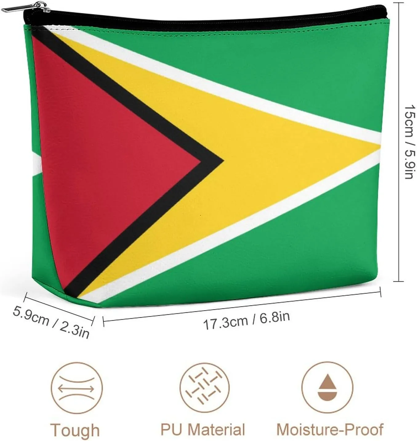 Guyana Flag Compact Makeup Bag Travel Cosmetic Pouch Organizer for Women Purse
