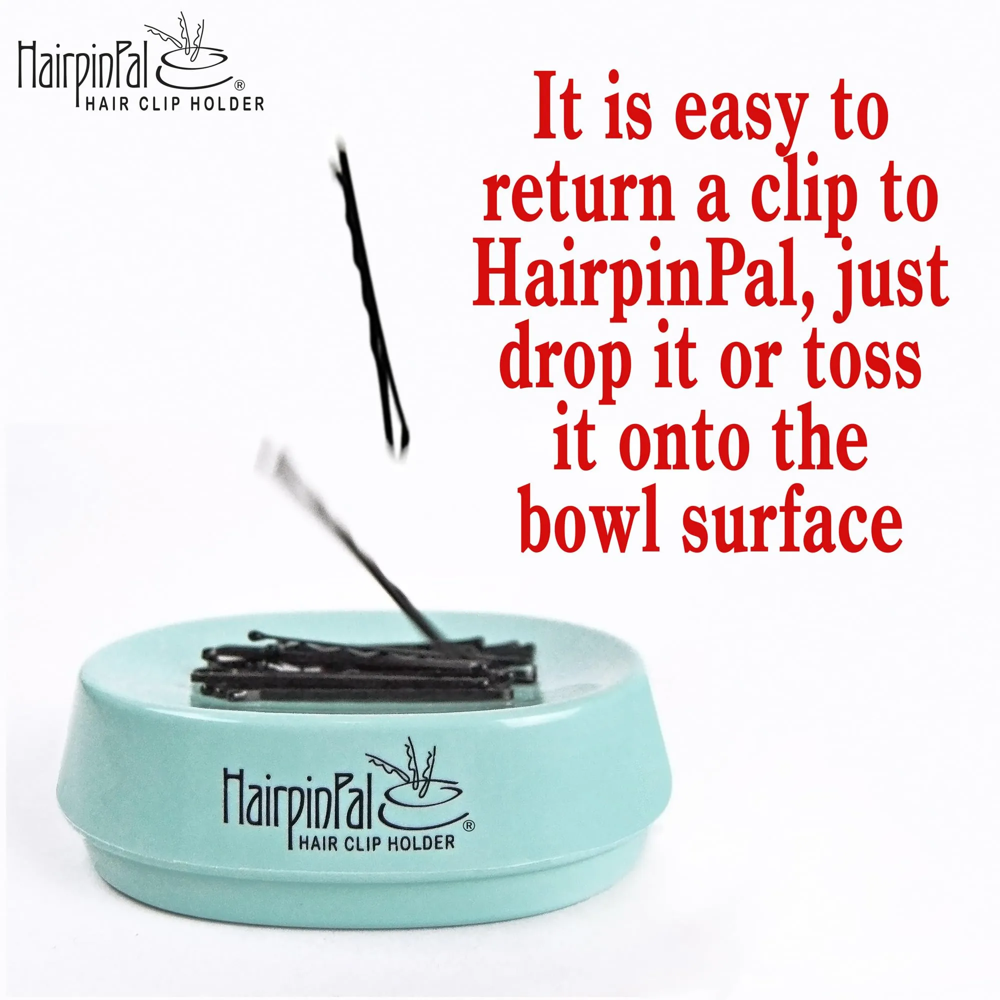 HairpinPal Magnetic Bobby Pin Holder - Easy Hair Clip and Pin Collector - Manage Hair Clips - Keeps Rooms Tidy - Sea Foam Teal - Made in the USA