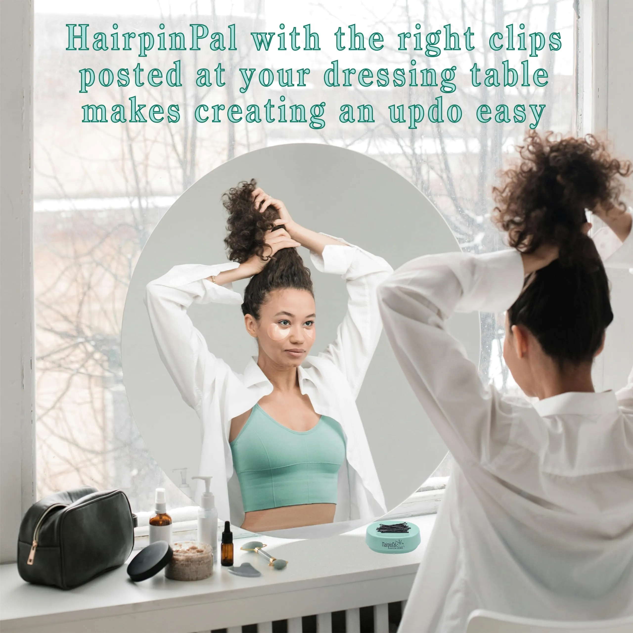 HairpinPal Magnetic Bobby Pin Holder - Easy Hair Clip and Pin Collector - Manage Hair Clips - Keeps Rooms Tidy - Sea Foam Teal - Made in the USA
