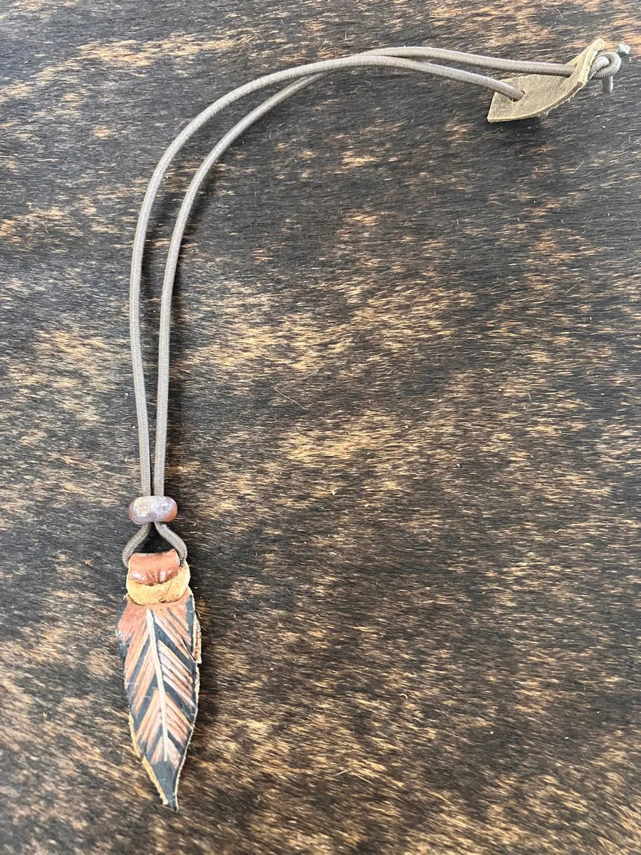 Hand Painted Leather Feather Rope Holders