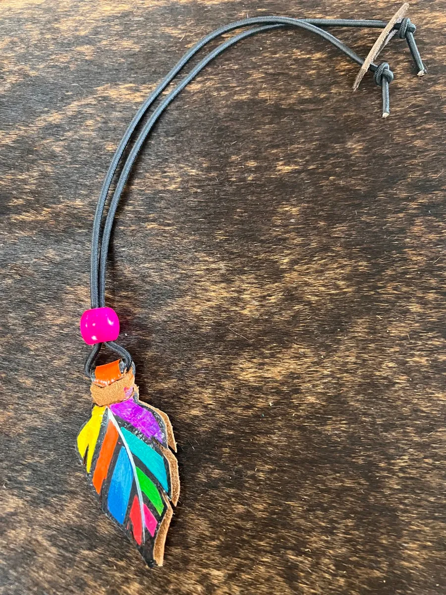 Hand Painted Leather Feather Rope Holders