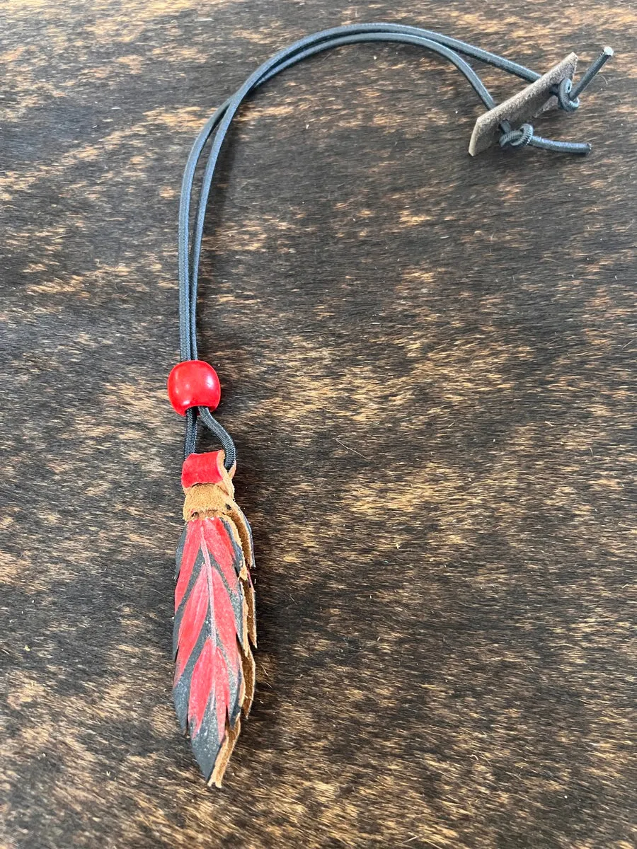Hand Painted Leather Feather Rope Holders