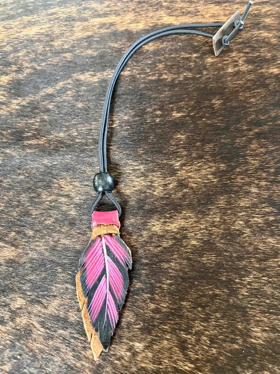 Hand Painted Leather Feather Rope Holders