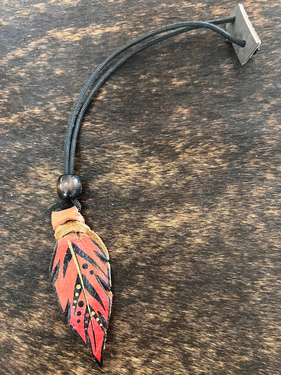 Hand Painted Leather Feather Rope Holders