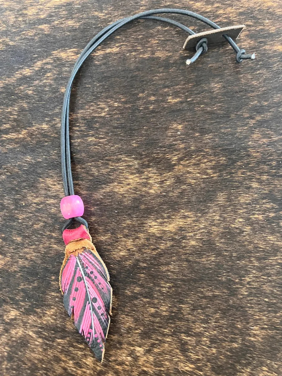 Hand Painted Leather Feather Rope Holders