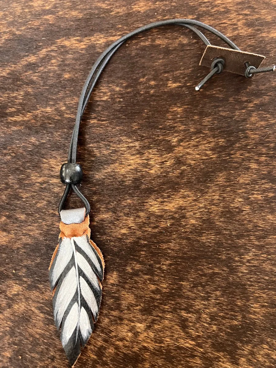 Hand Painted Leather Feather Rope Holders