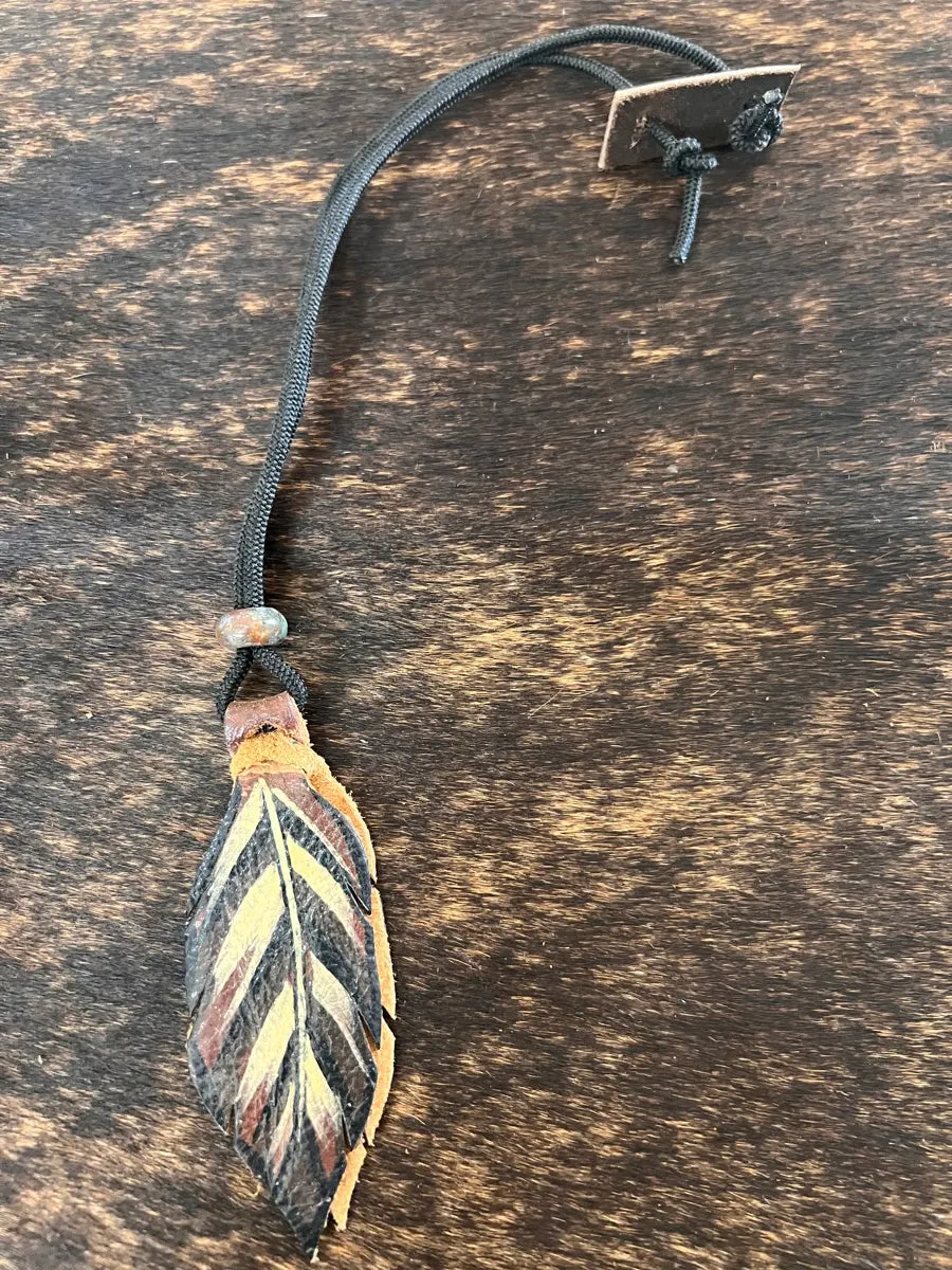 Hand Painted Leather Feather Rope Holders